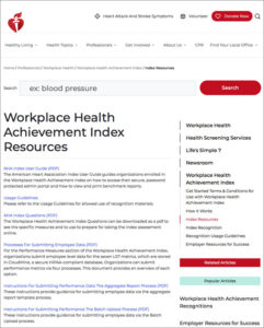 Image of Workplace Health Achievement Index website